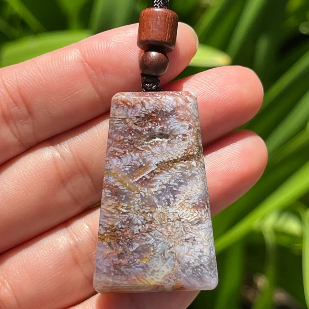 Trapezoid colorful coral jade adjustable‎ cord necklace